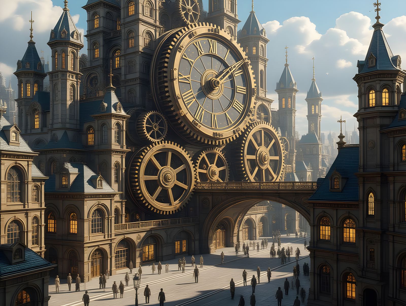 Steampunk City of Living Gears and Clockwork