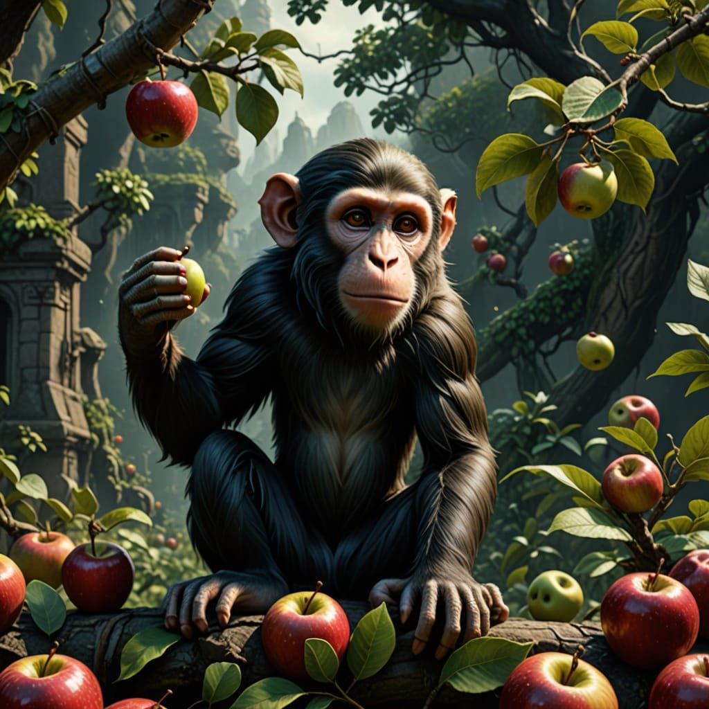 Ethereal Apple Monkey Fantasy Concept Art