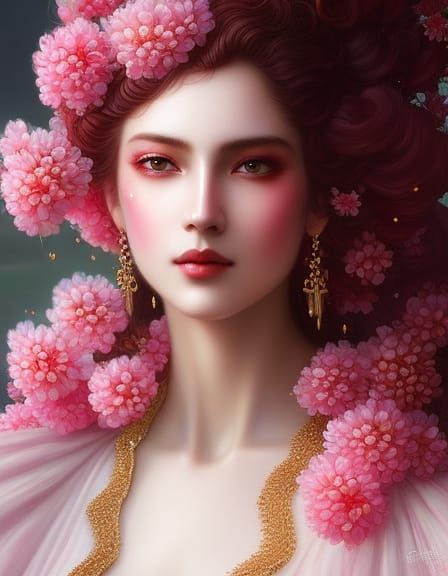 Cherry Blossom Beauty in Neoclassical Style