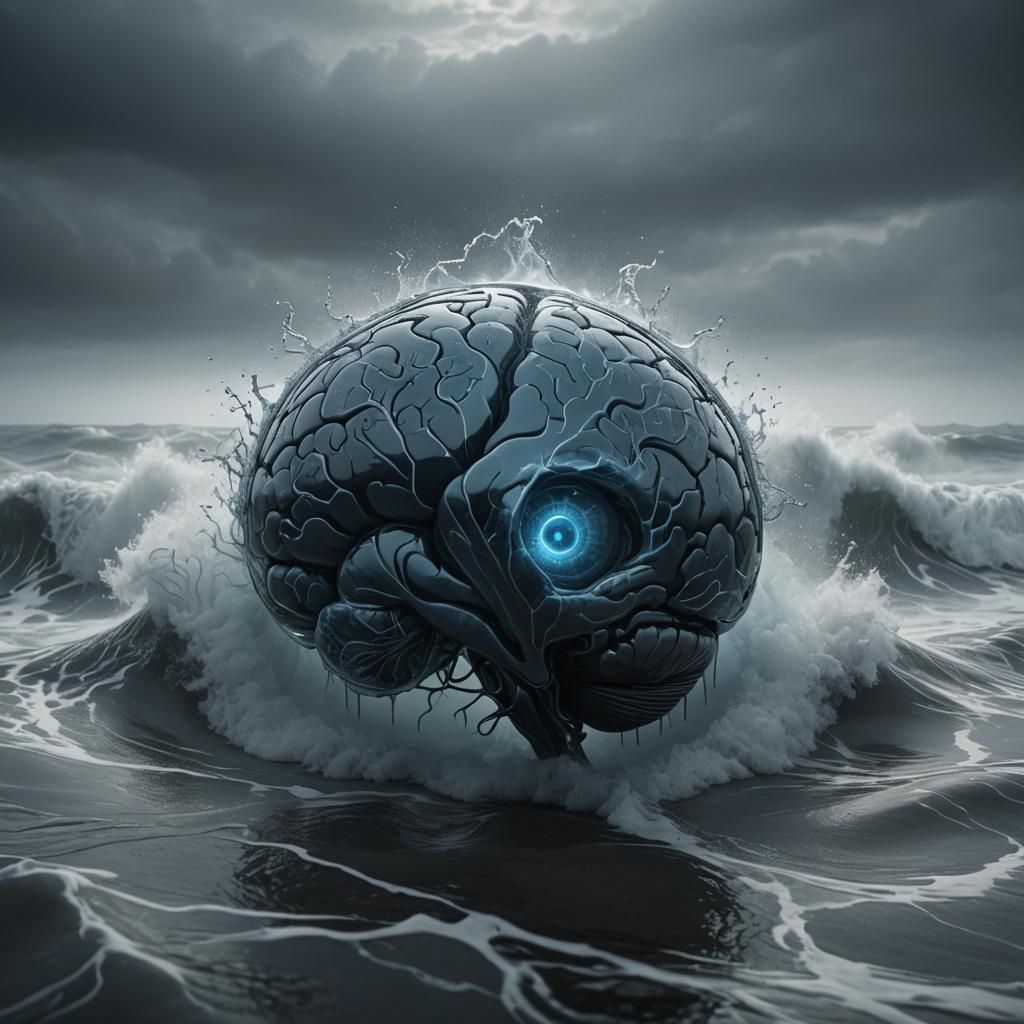 Glass 'A' with Brain, in Biomechanical Style