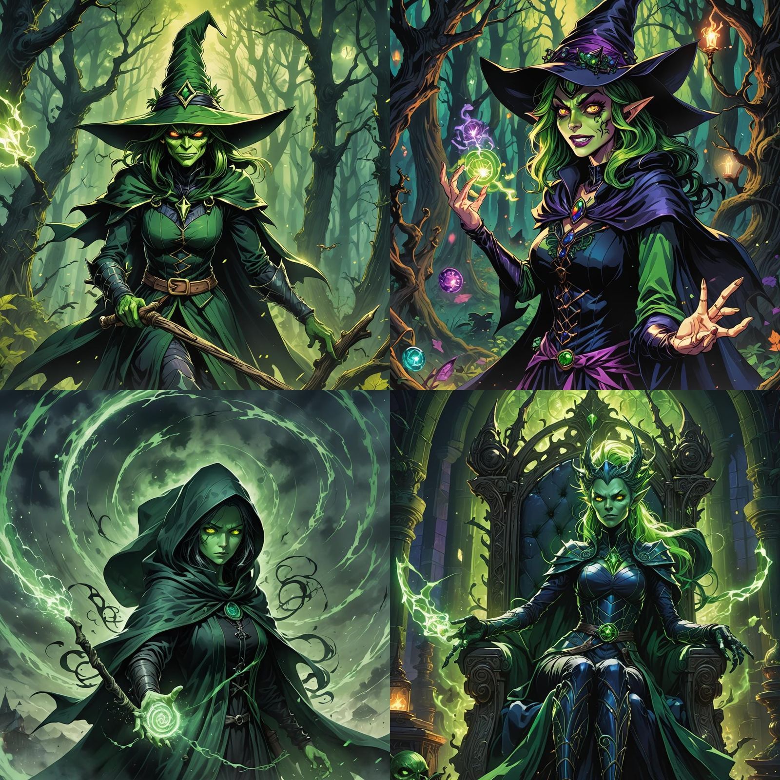 Green Goblin Witch: Cel-Shaded Manga Anime Art