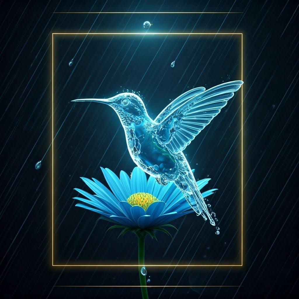 Ethereal Water Hummingbird in a Mystical Dreamworld