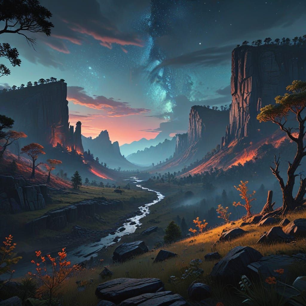 Ethereal Fantasy Realm at Dusk