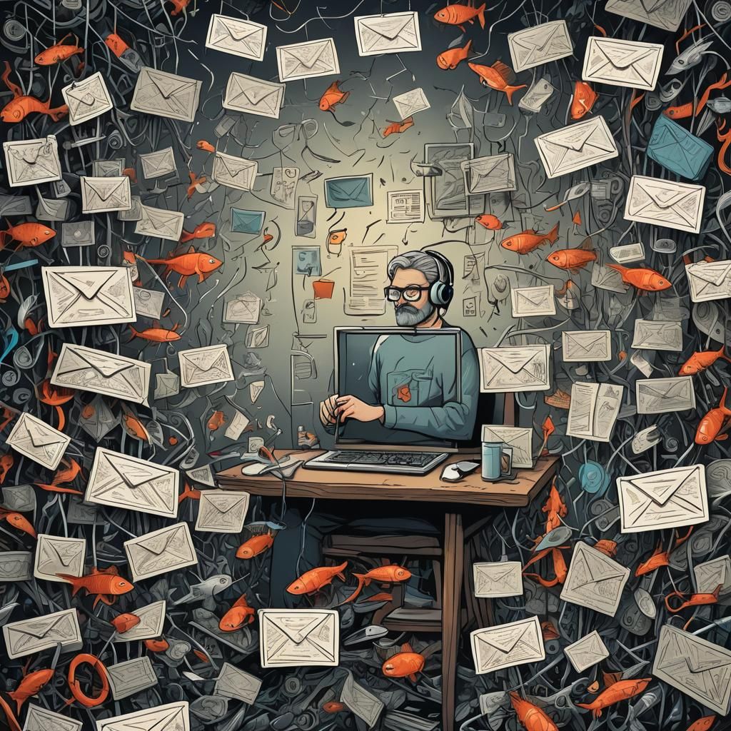 Email Phishing Scam Warning as Doodle Art