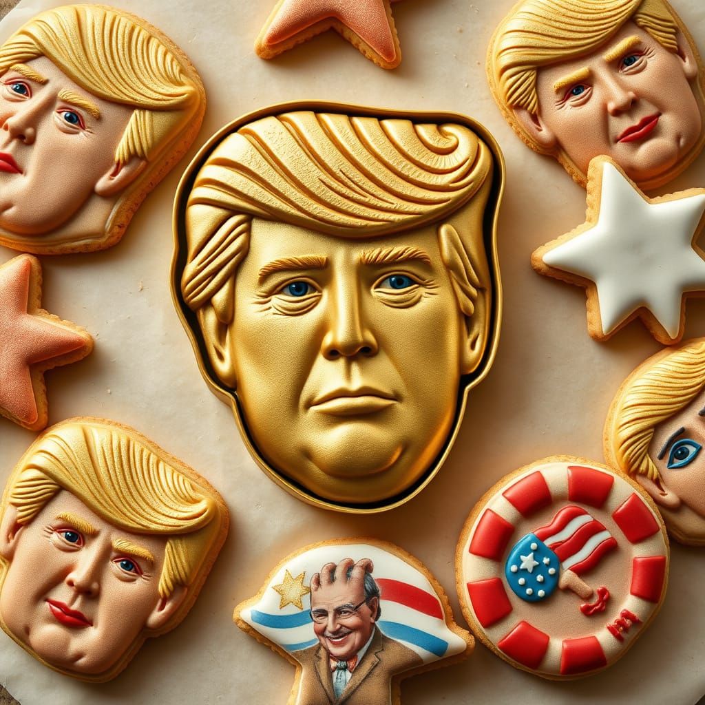 Donald Trump Cookie Cutter in Playful Pop Art Style