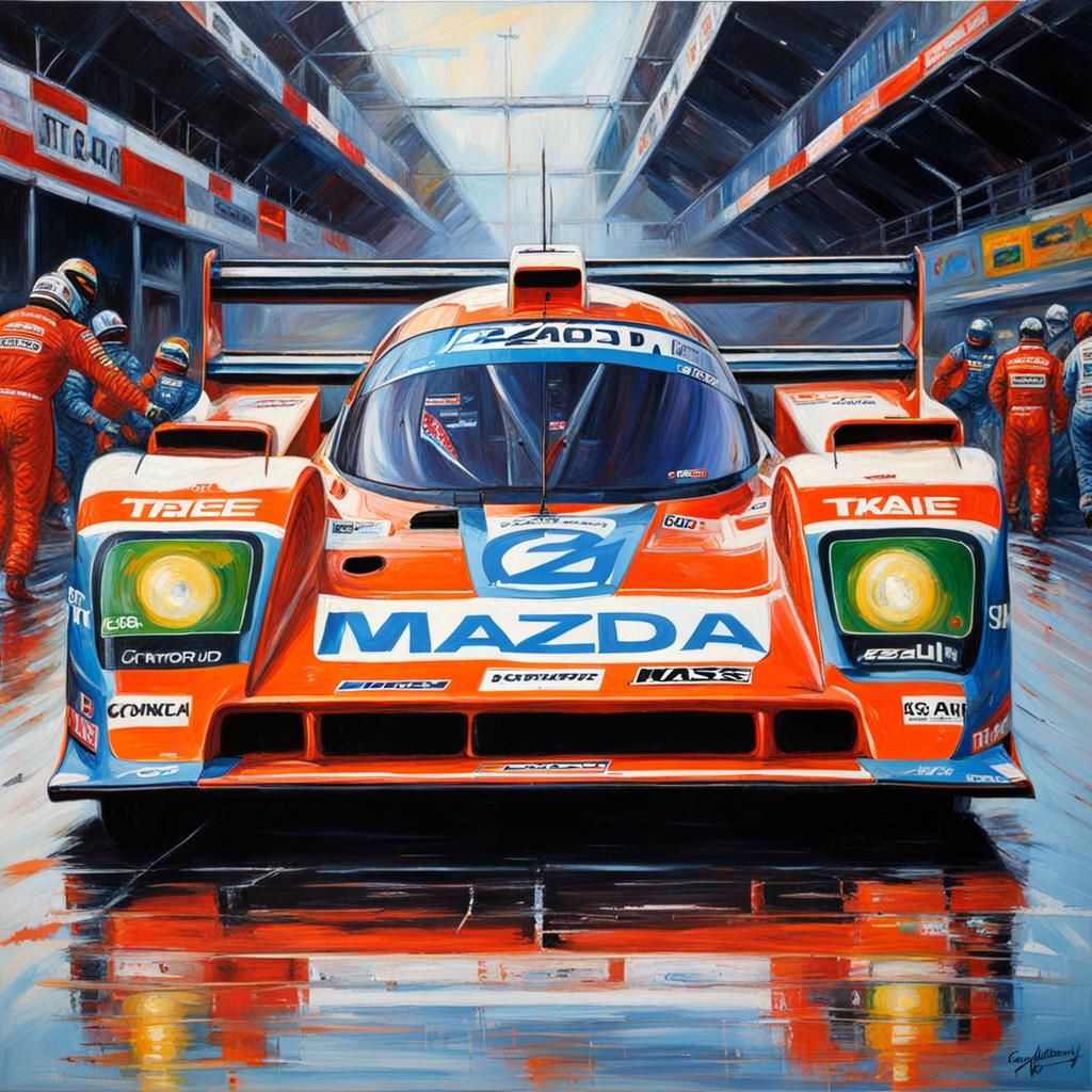 Detailed Mazda 787b Group C Car as Oil Painting