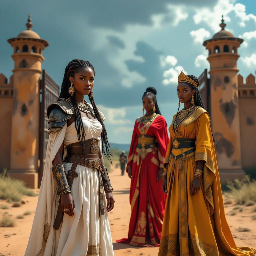 Nnenna at Nri's Gate: African Queens in Oil Painting Style