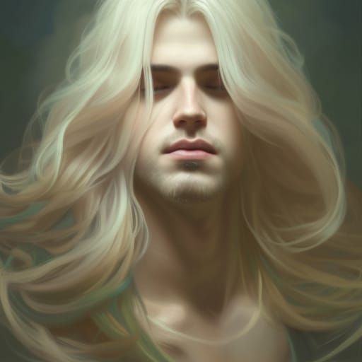 Dreamy Blond Man Portrait in Art Nouveau Style
