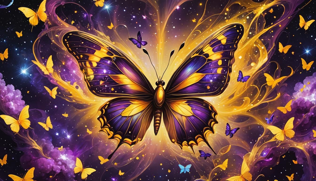 Ethereal Butterfly in Cosmic Astral Illustration