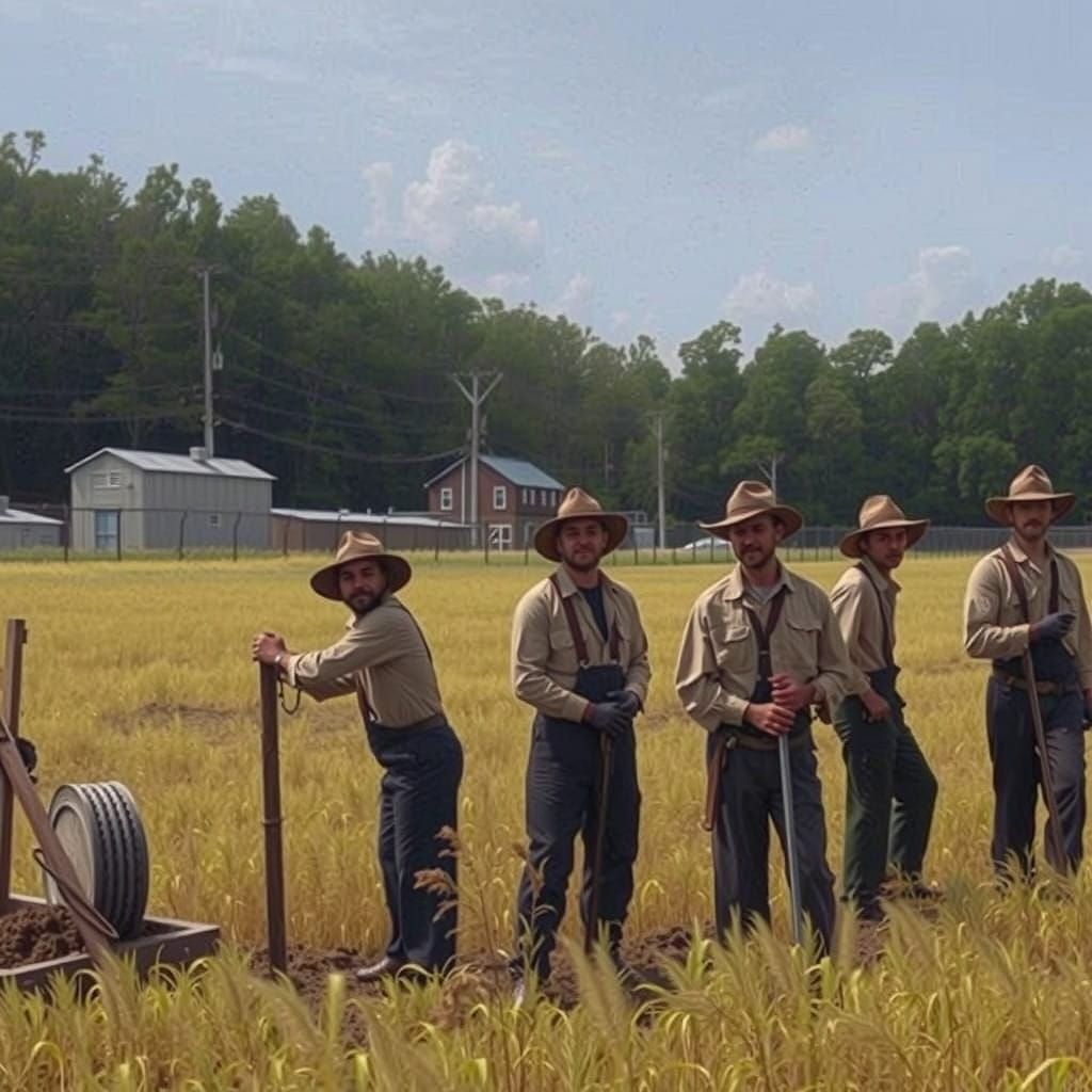 Chained Laborers in a Field