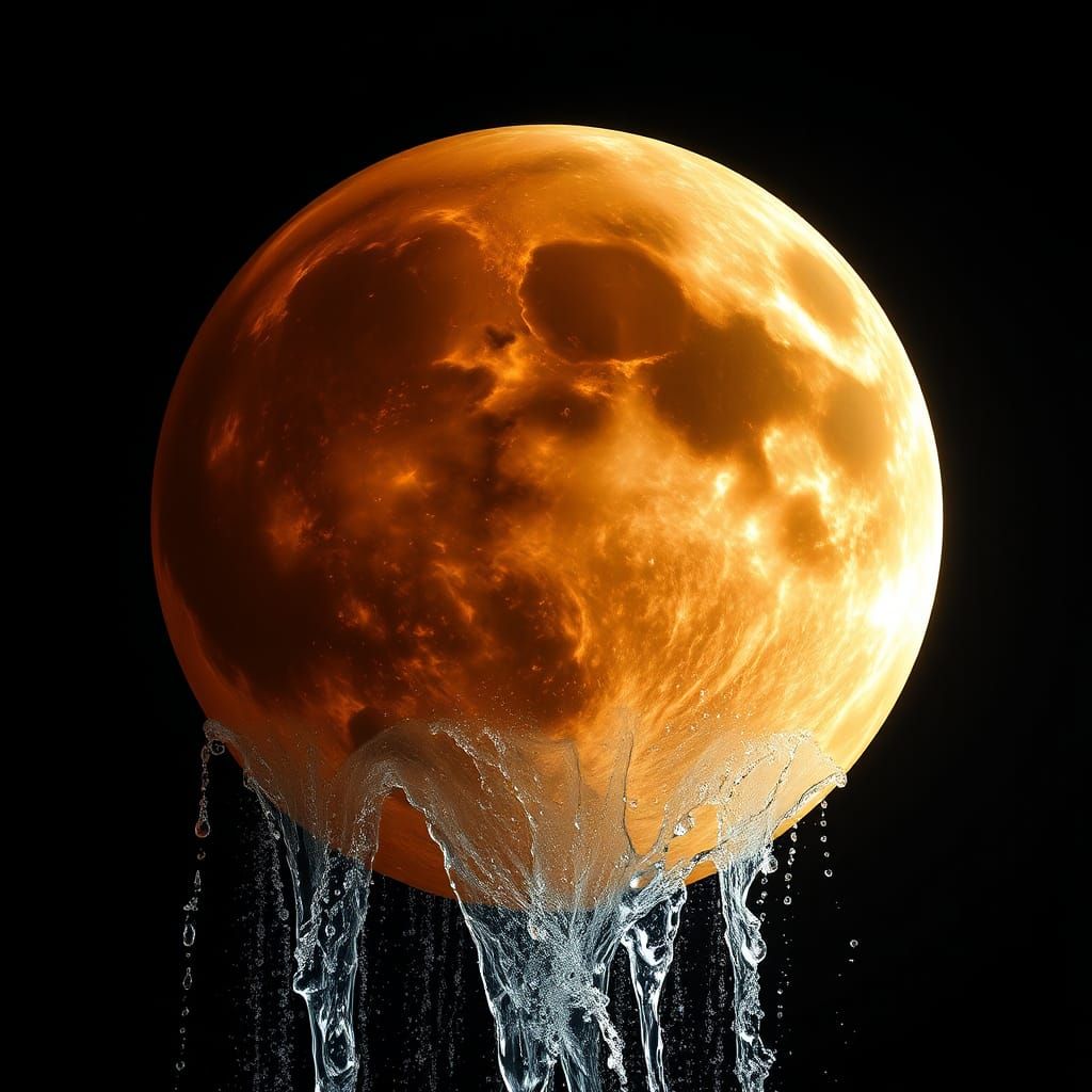 Hyperrealistic Amber Moon with Earth Inside