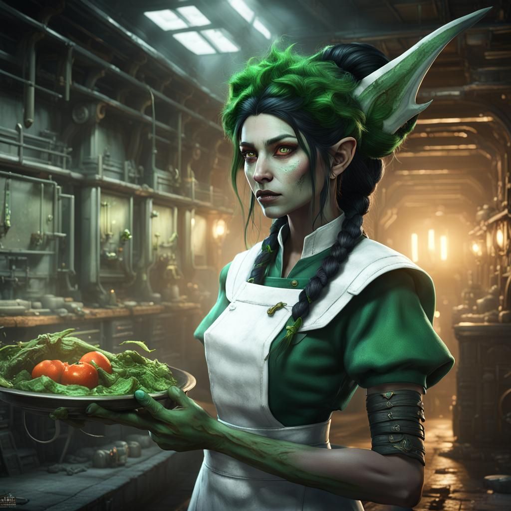 Elven Chef in Underground Lab: Fantasy Art