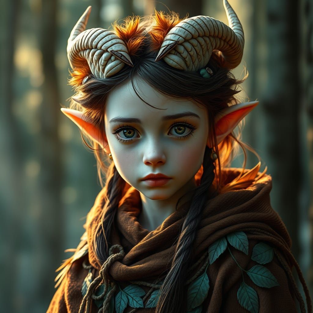 Whimsical Woods Dweller in Emerald, Sapphire, and Amber