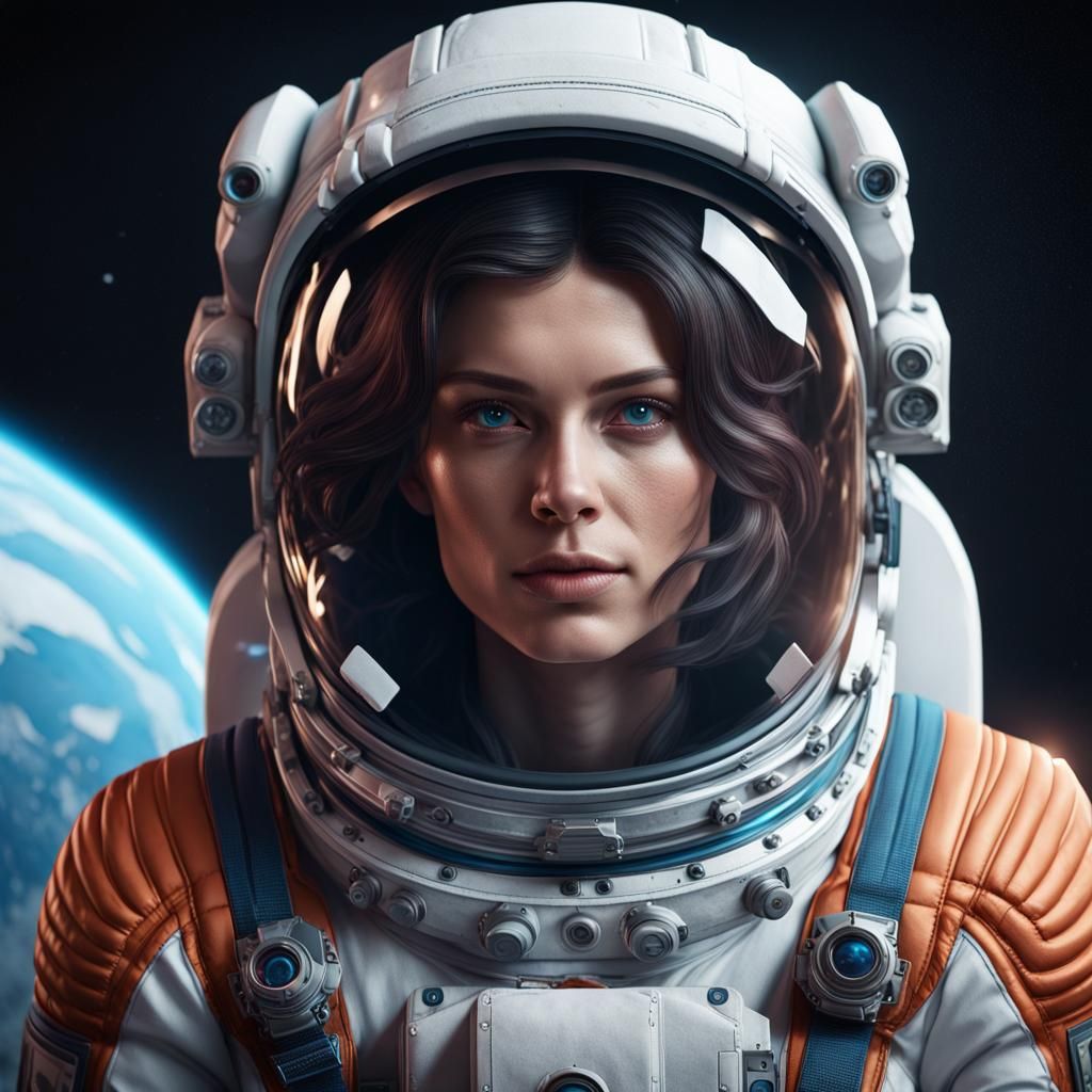 Realistic 16K Portrait: Astronaut Woman in Space