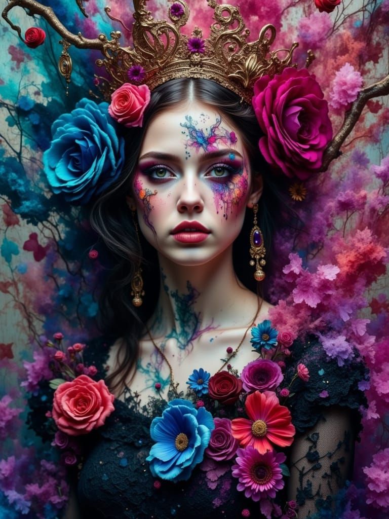 Ethereal Gothcore Portrait of a Sad Young Woman