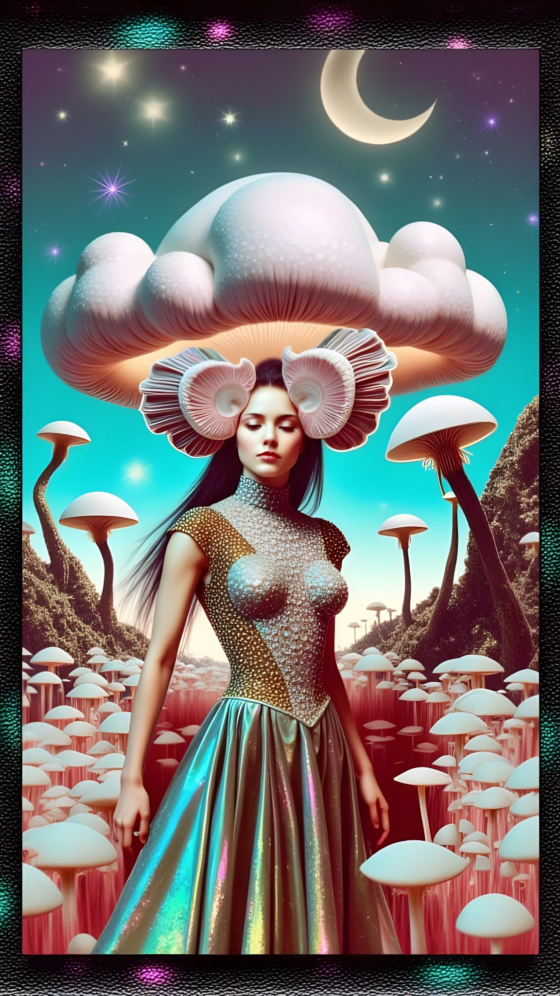Surreal Mushroom Woman in Dreamlike Style