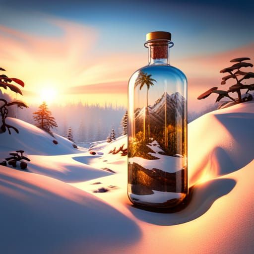 A Realistic 8K Bottled Jungle Scene in Hyperdetailed Photogr...