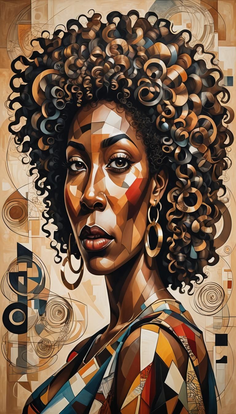 Stylized Illustration: African American Woman in Cubism and ...