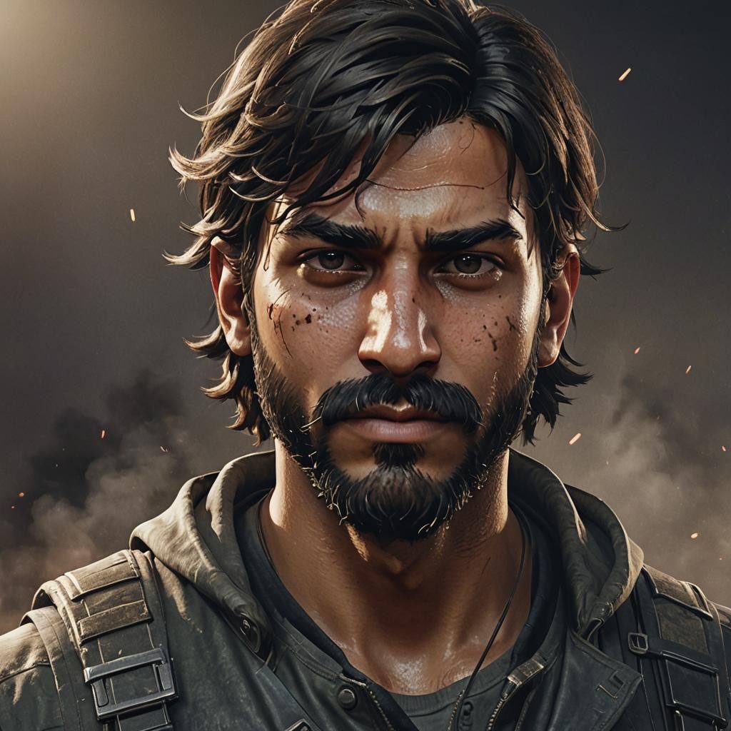 Gamer's Face Illuminated by PUBG Screen in Digital Art