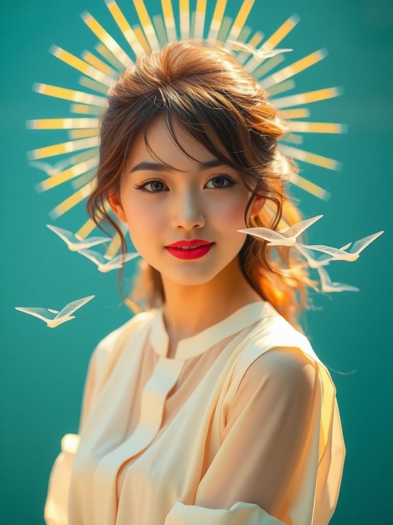 Radiant Woman with a Fierce Spirit: Digital Illustration