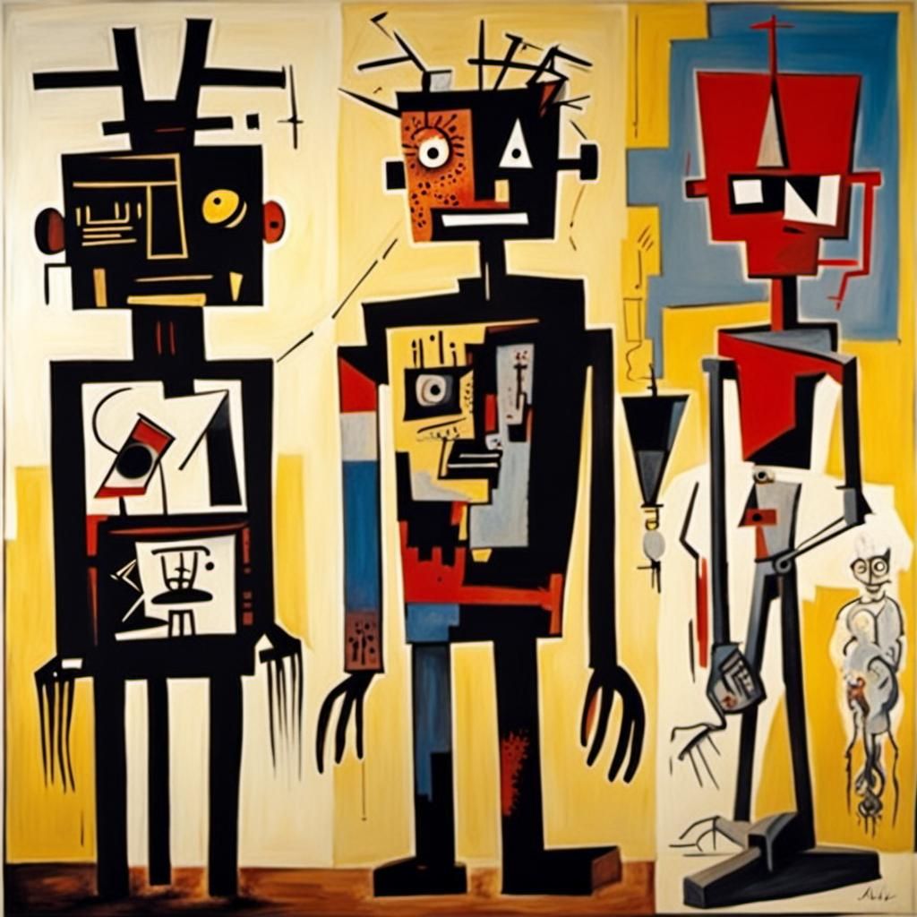 Abstract Robot in Cubist Style
