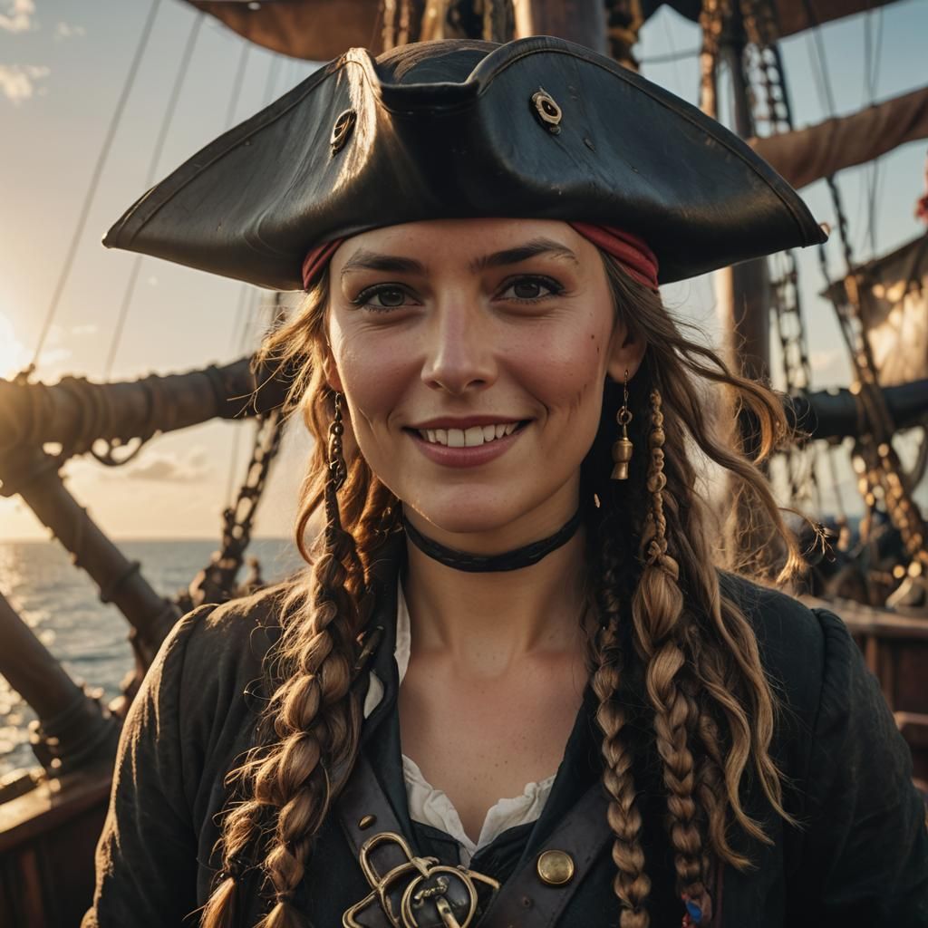 Captain Jack Sparrow on Pirate Ship: Cinematic Film Still