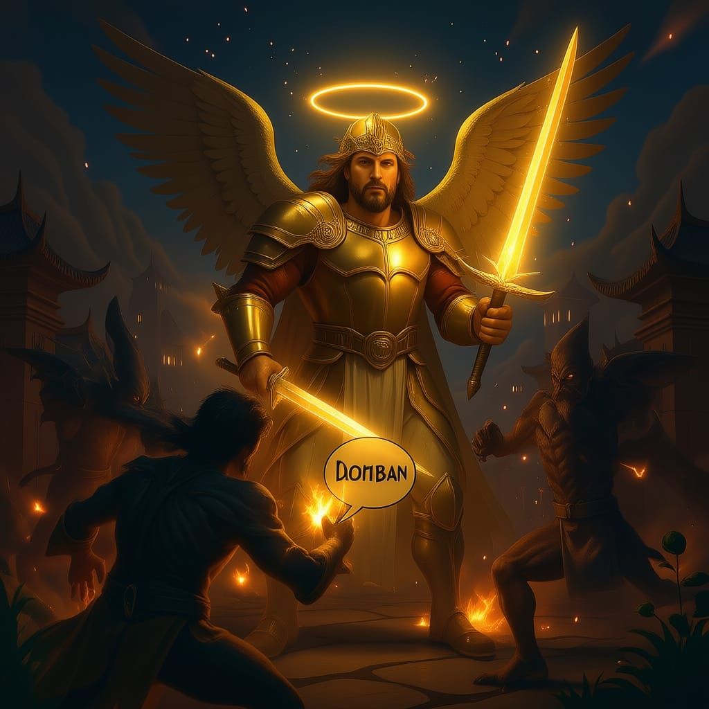 Daniel Kneeling in Prayer Under Golden Light in Ancient City