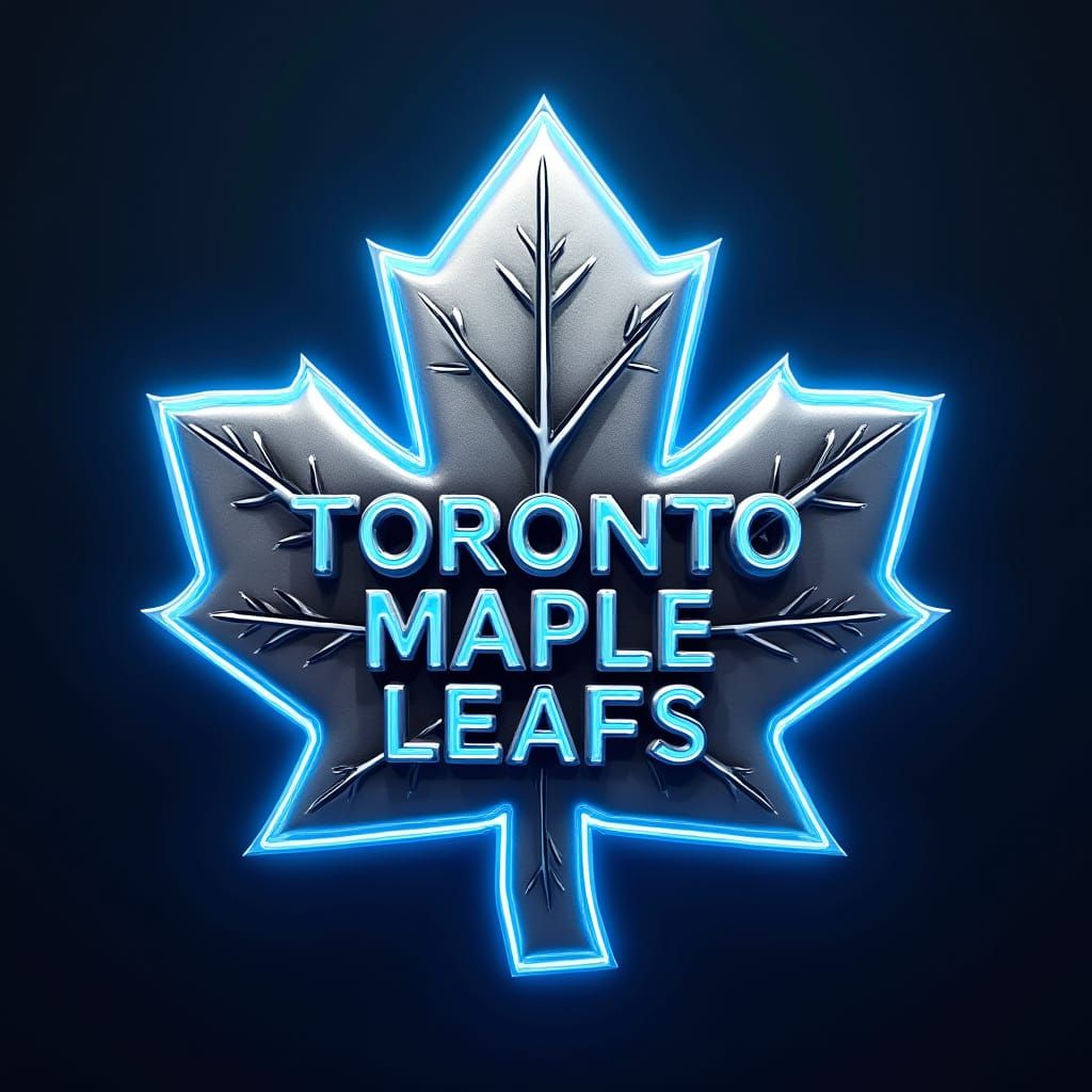 Toronto Maple Leafs Futuristic Logo in Metallic Silver and B...