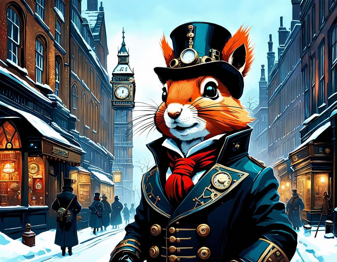 Steampunk Squirrel Portrait in London