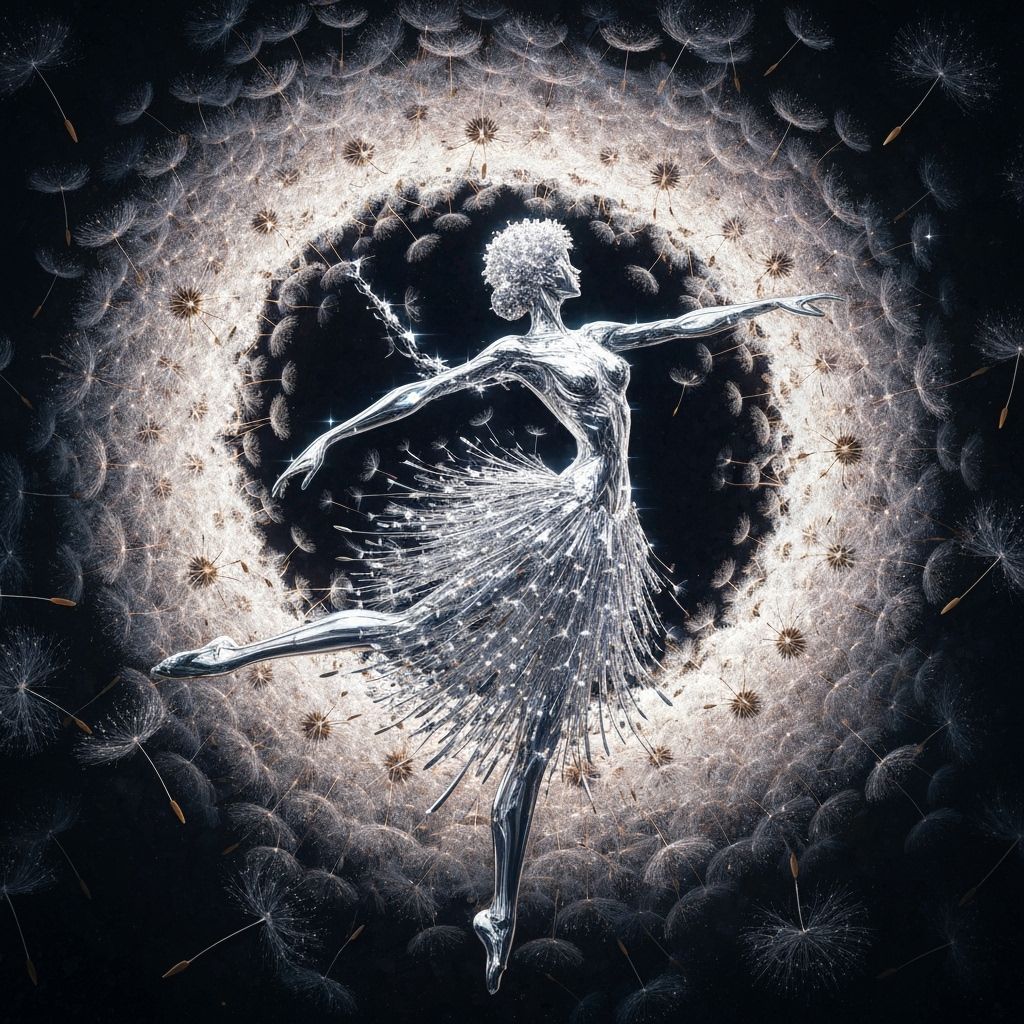 Chrome Dandelion Dancer in Deep Color Fantasy Art