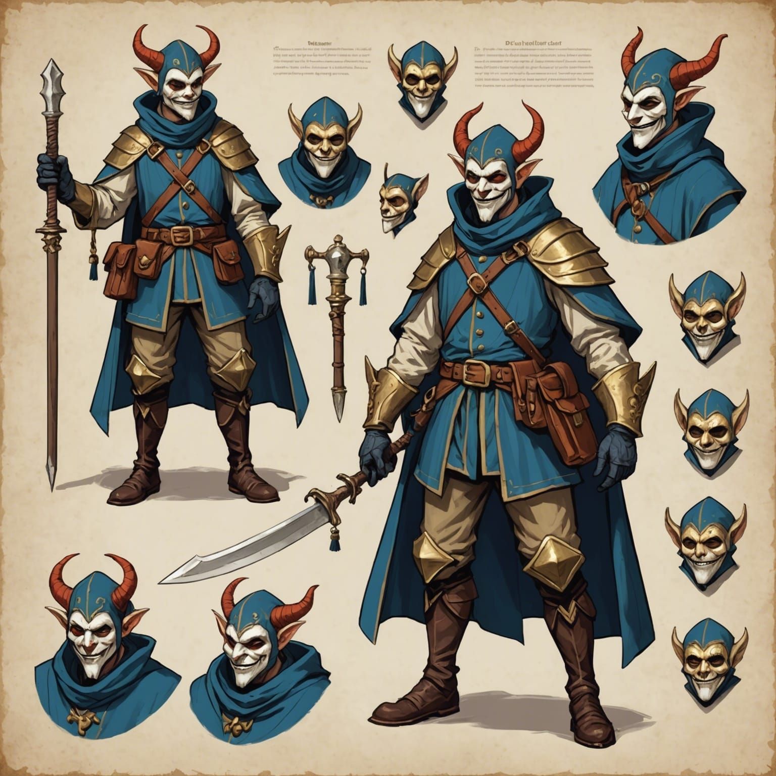 Mischievous Imp Character Design with Mask Bandolier