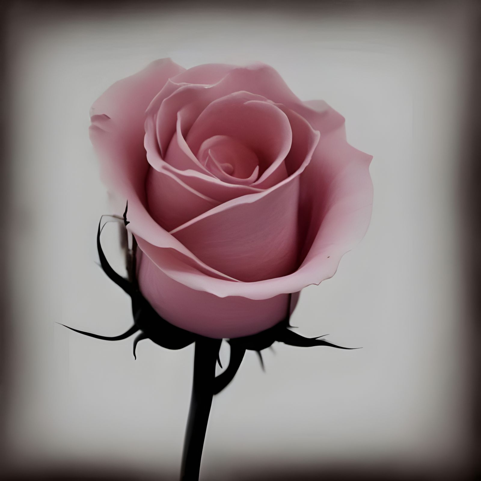 Vintage Hand-Colored Photo of a Pink Rose