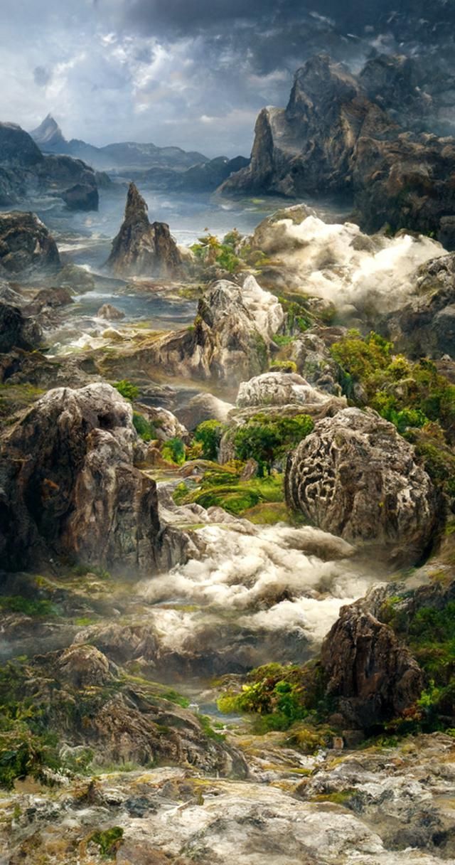 Serene Prehistoric Landscape: Hyperdetailed Earth Art