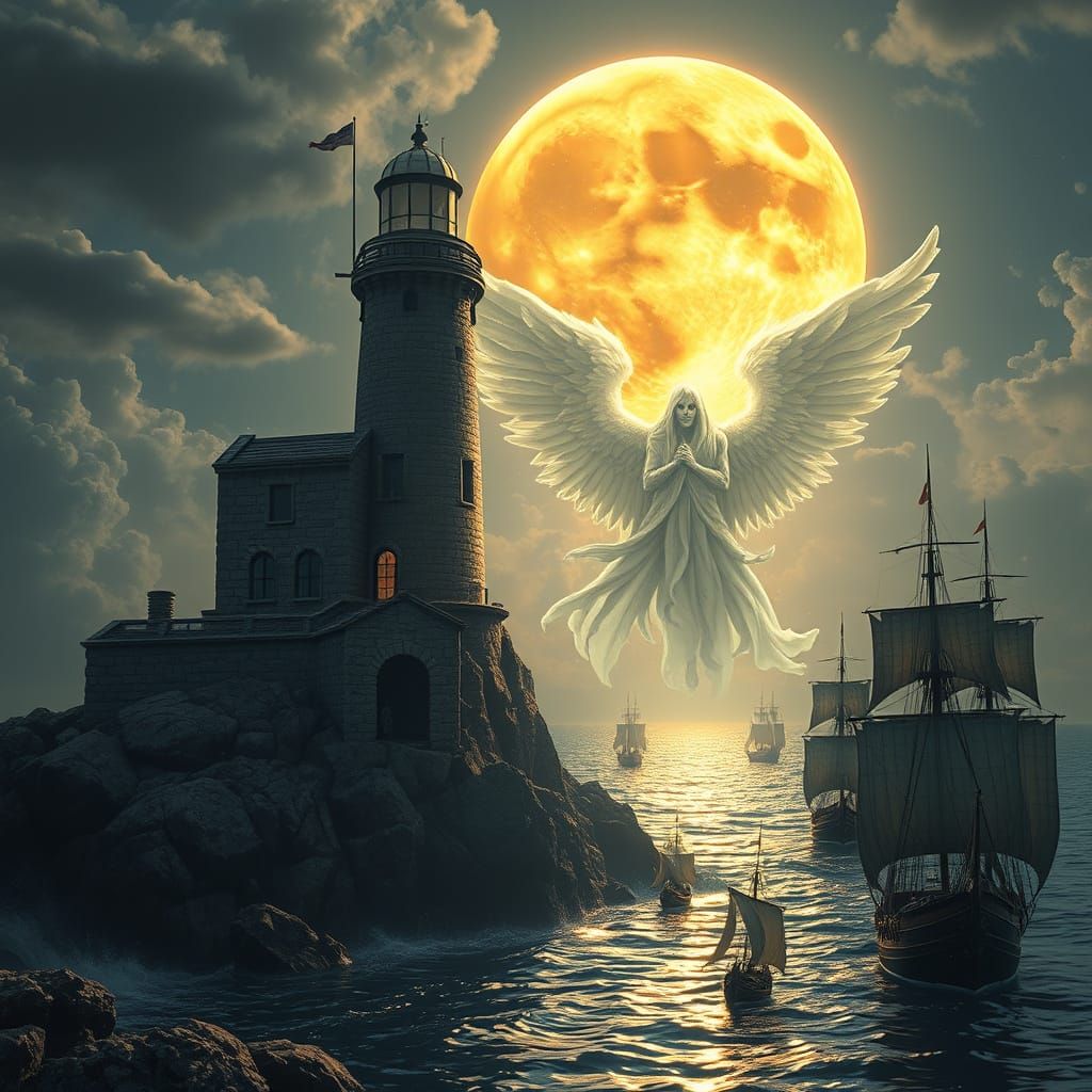 Ethereal Lighthouse of the Afterlife in a Fantasy Realm