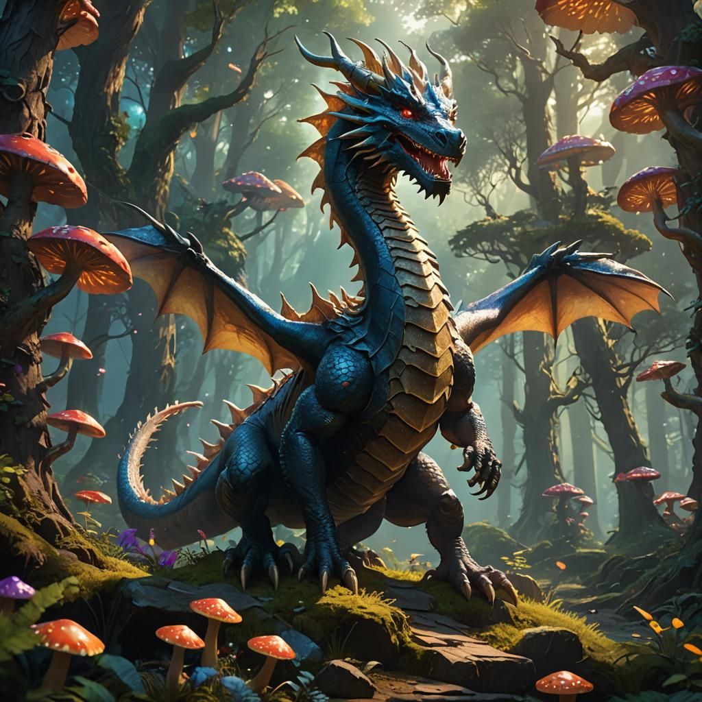 Dragon Descends on Mystical Forest, Unreal Engine 5