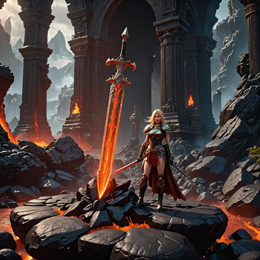 Ornate Lava Sword Awaits Heroine