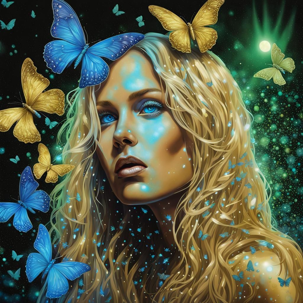 Illuminated Beauty: Black Light Art with Butterflies