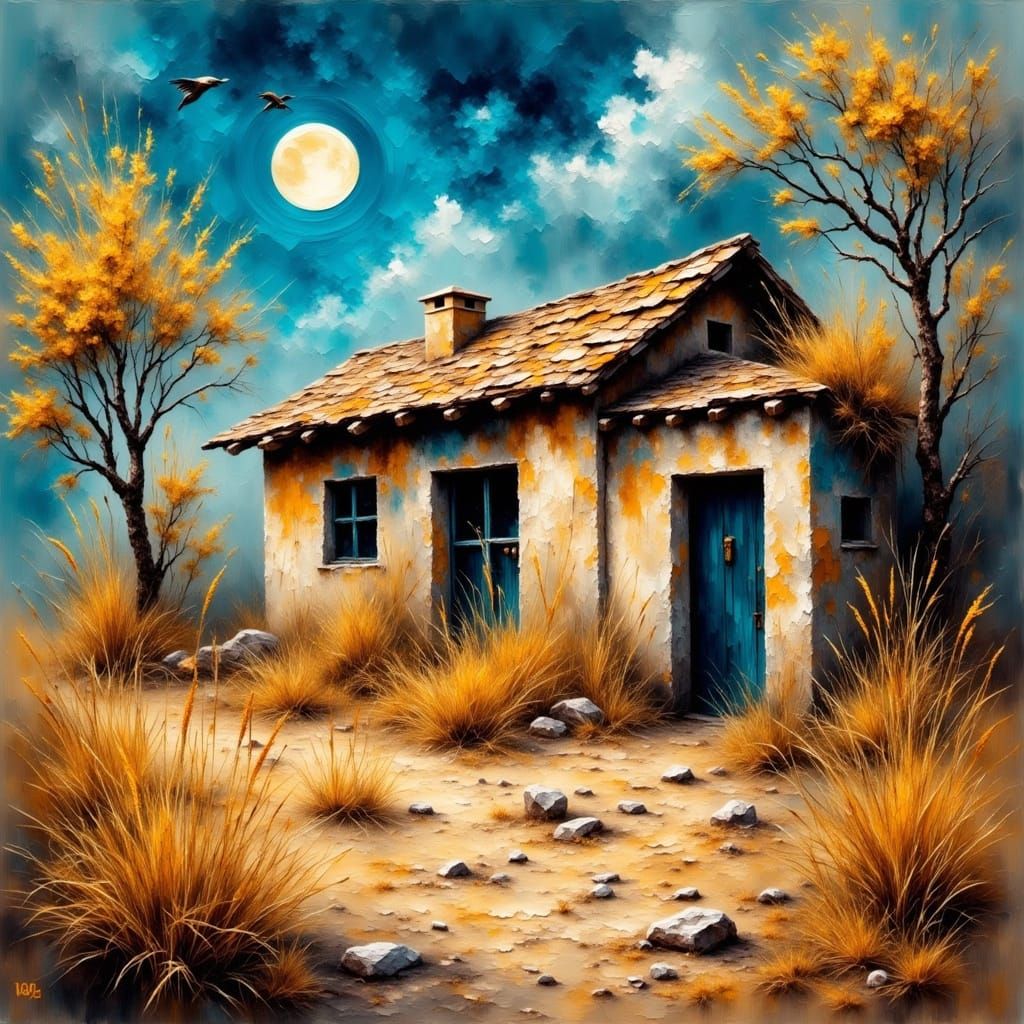 <lora:Smokey grunge:1.0> A serene, spring scene unfolds as a...