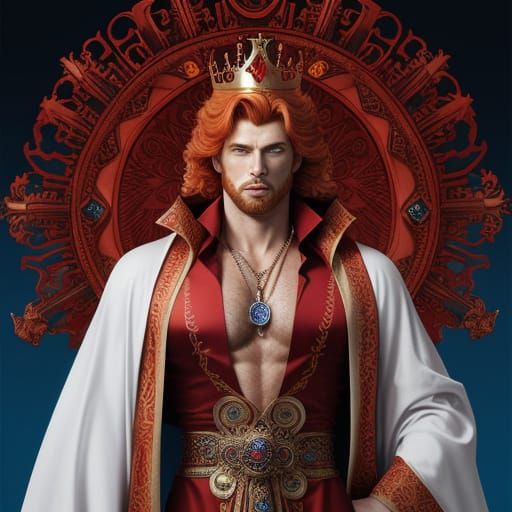 Gorgeous robed hot ginger male Alpha, eyes gleaming wolf red...