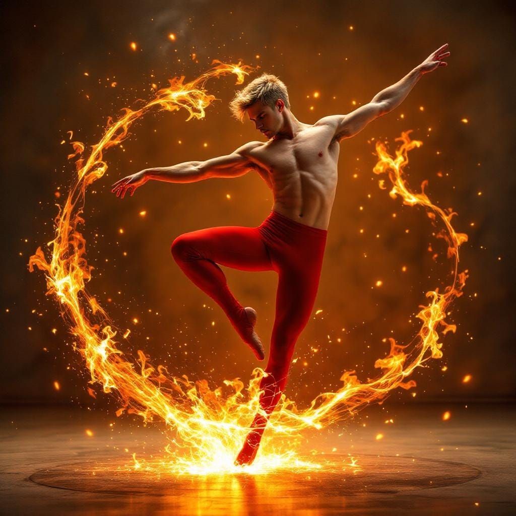 Fiery Ballet Dance of a Young Man