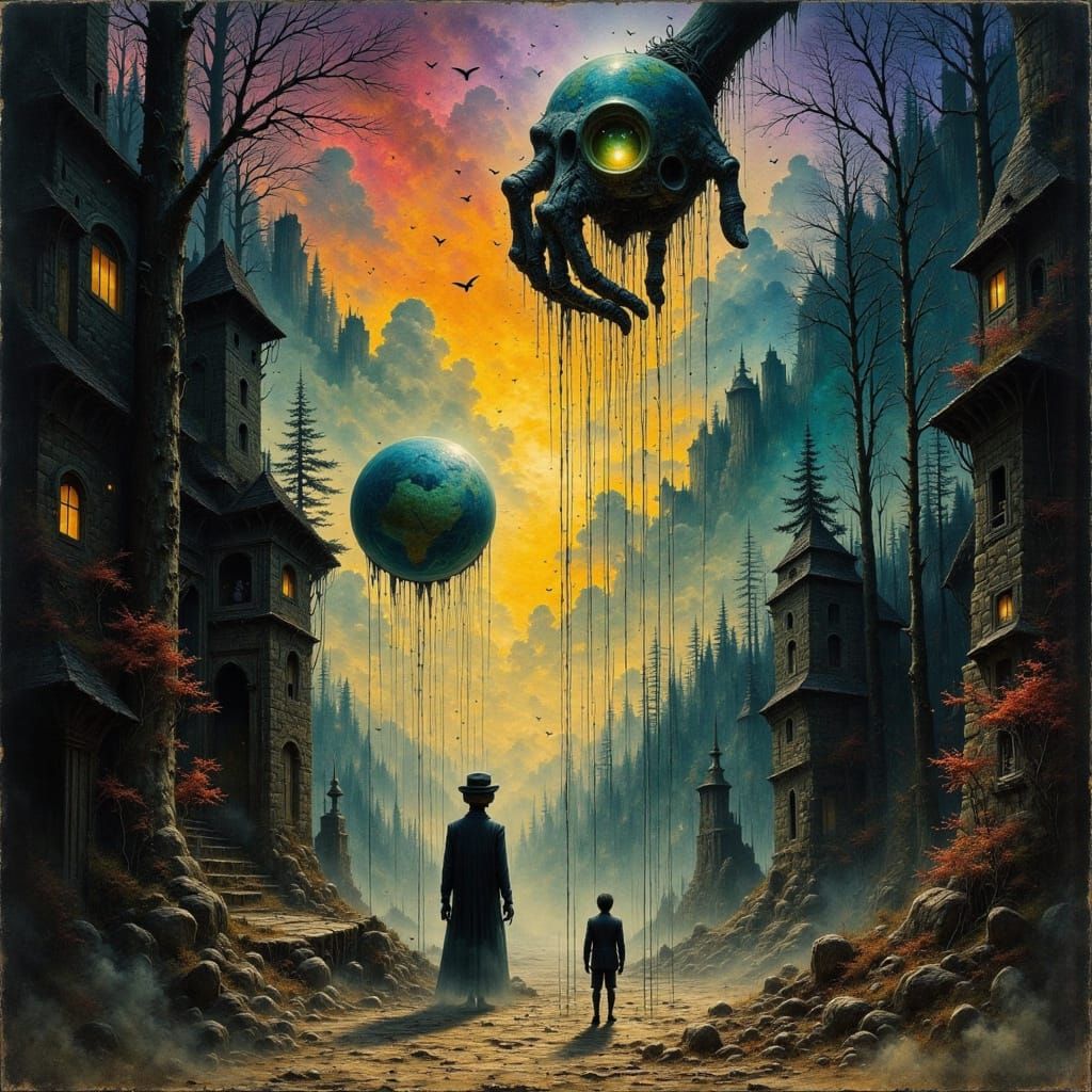 Rebellion Against Control: Skeletal Figure Manipulating Glob...