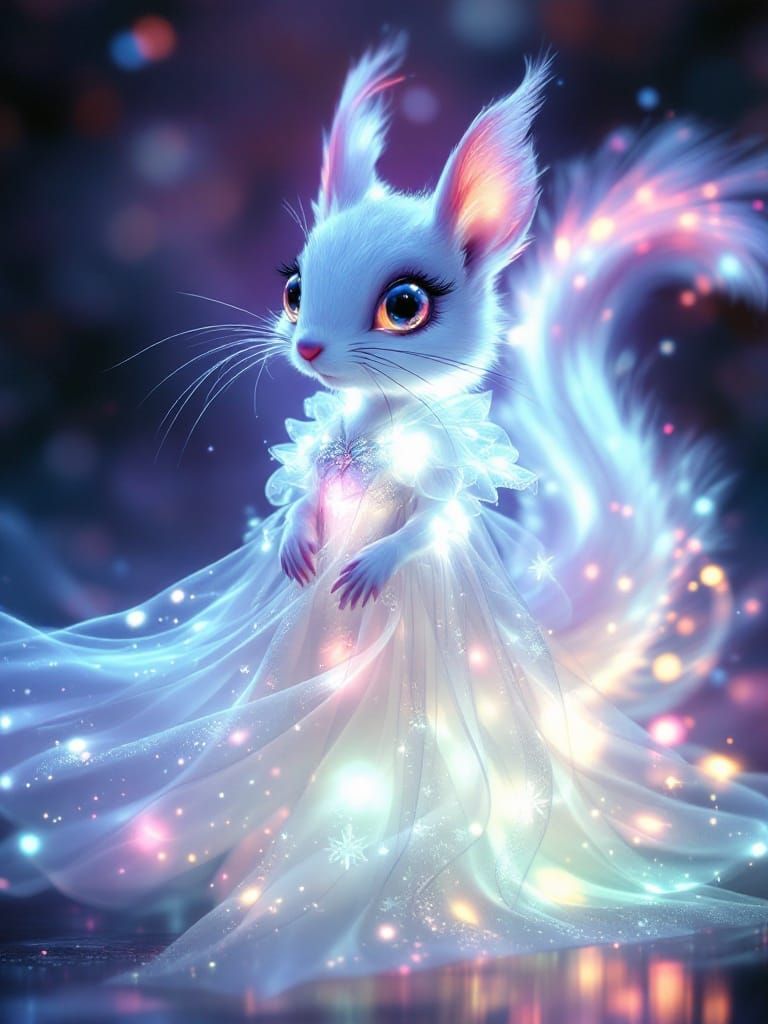 Delicate Squirrel in a Glowing Gown