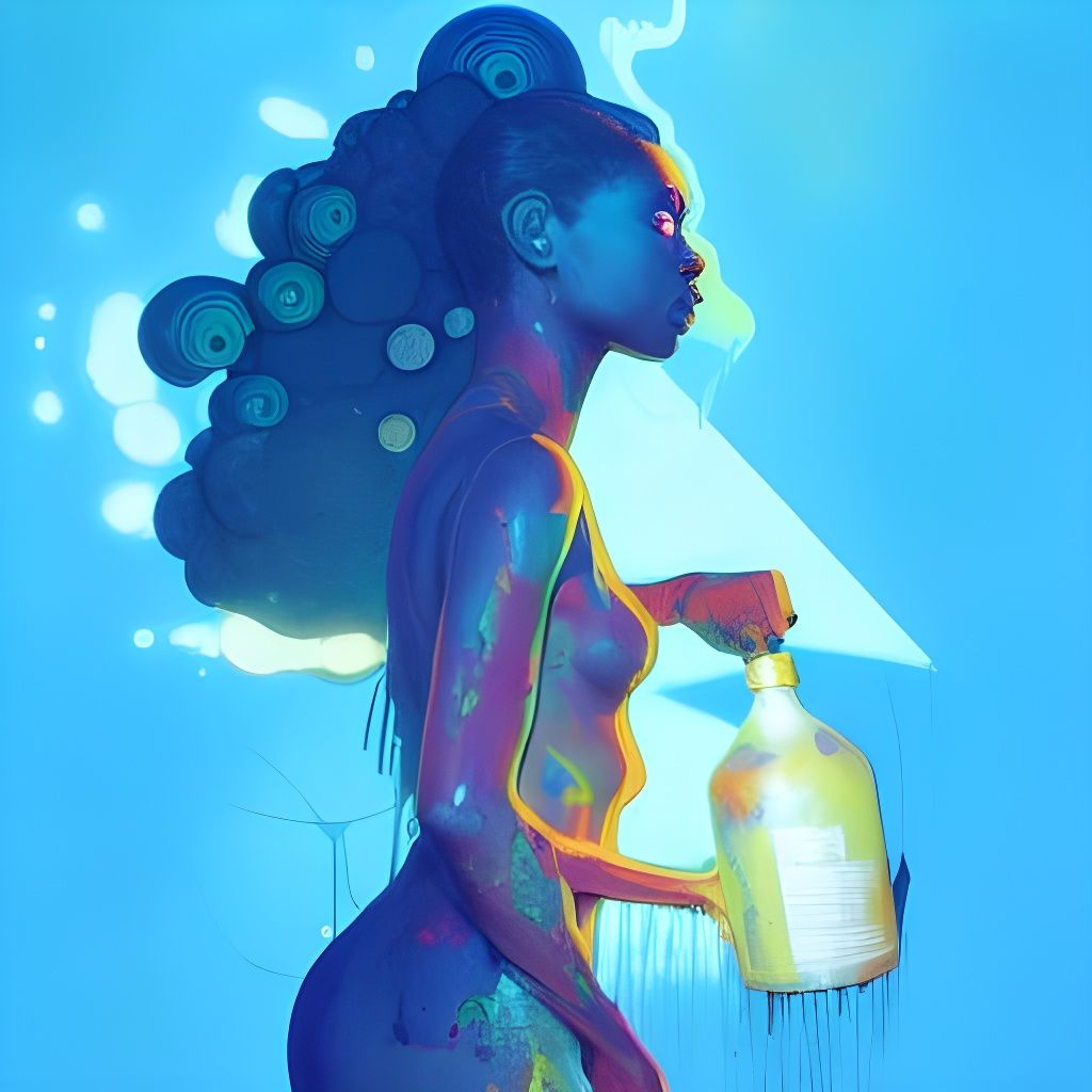 Black Goddess Aquarius Portrait in Hyperdetailed Style