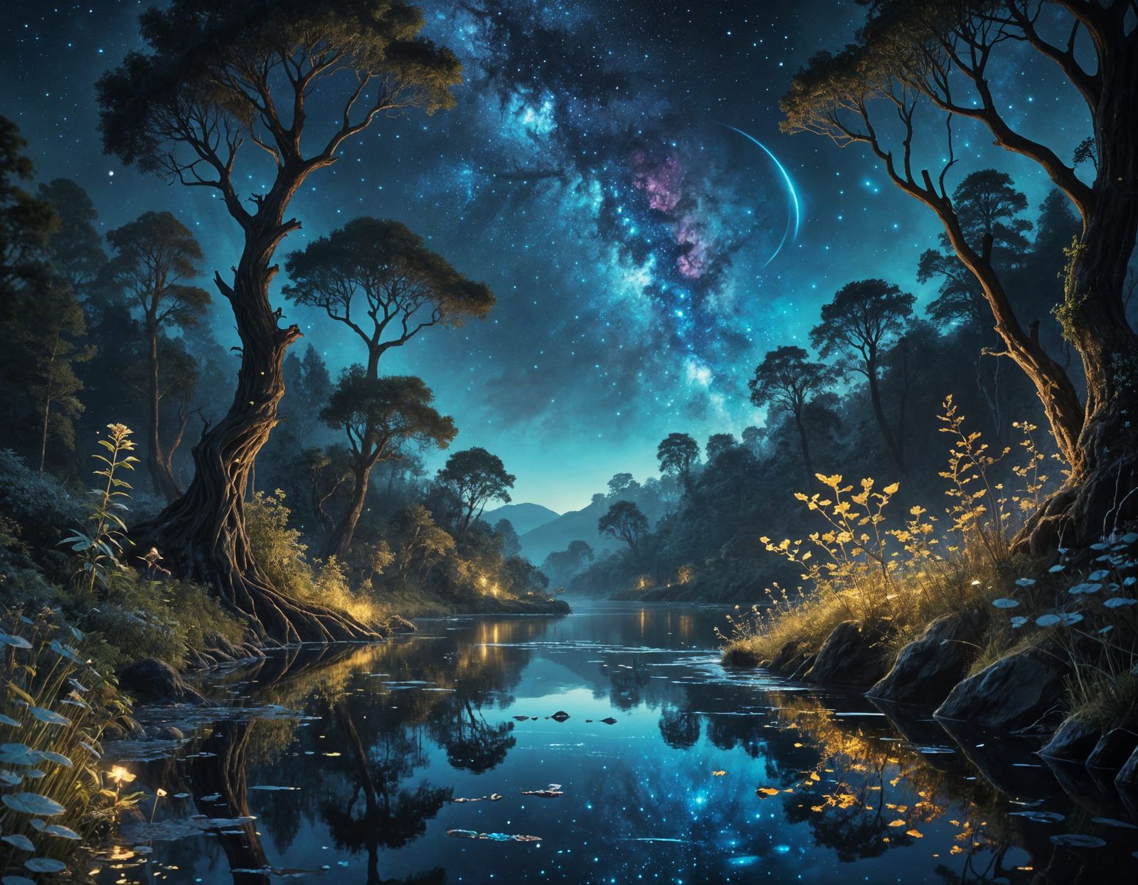 Galactic River of Serenity in Ethereal Colors