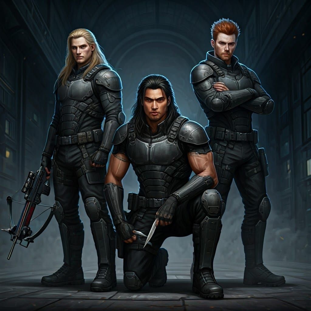 Young Vampire Hunters in Dark Urban Backdrop