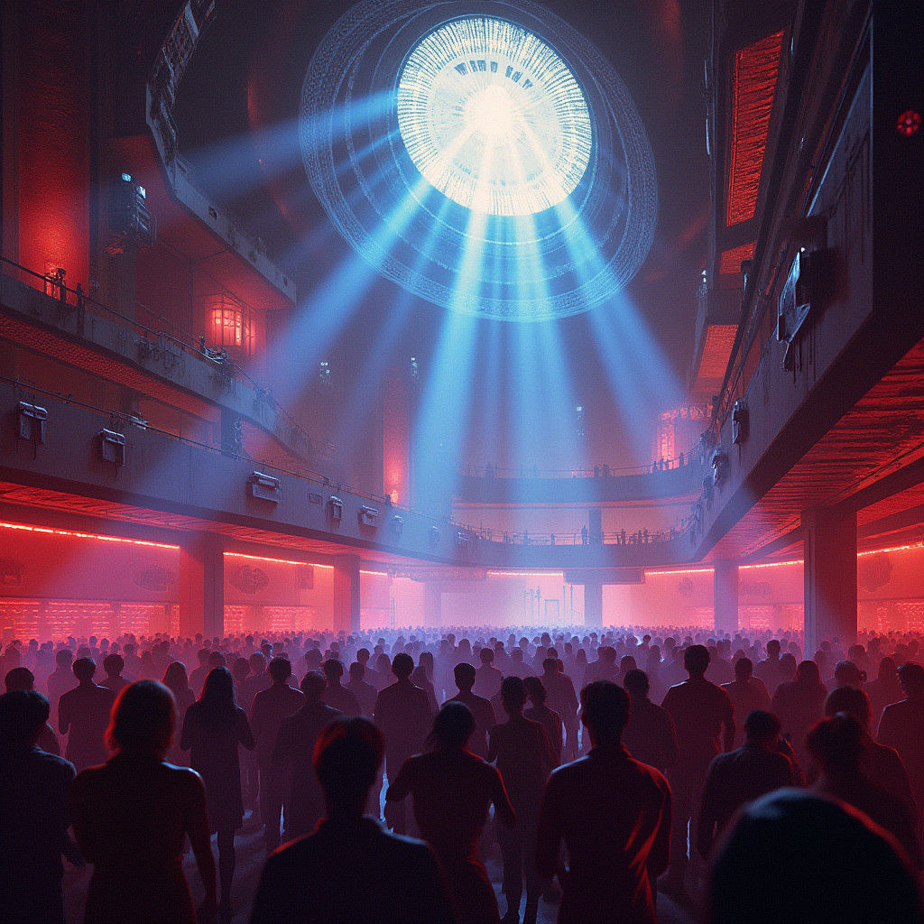 Vibrant Nightclub Interior in Futuristic Style