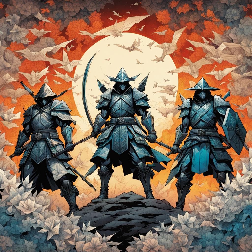 Origami Samurai Emerge from Book in Manhwa Style