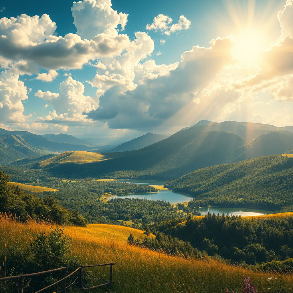Epic Summer Landscape in Hyperrealistic Style