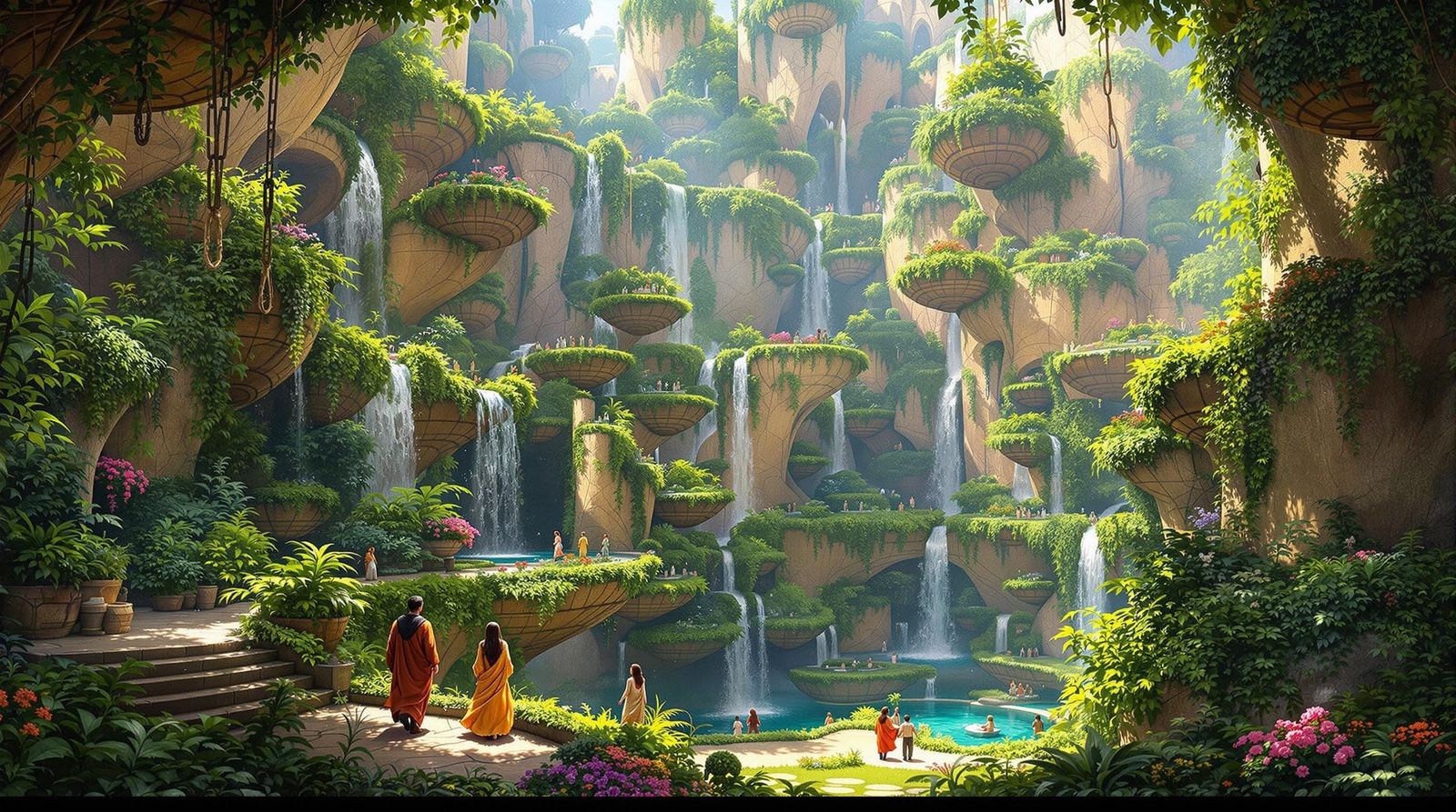 Hanging Gardens of Babylon: A Dreamy Architectural Illustrat...