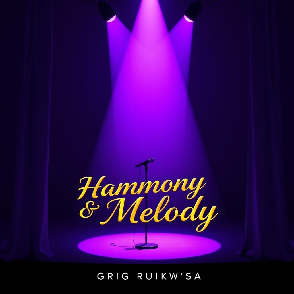 Romance Book Cover in Purple Spotlight with Curvy Shadow Sil...